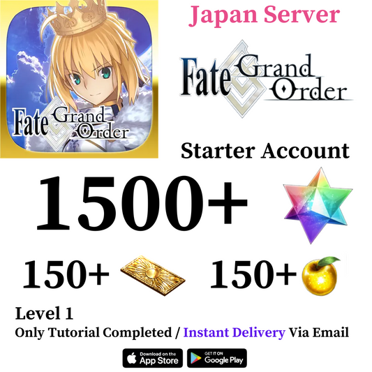 [Japan Server] 1500+ SQ Fate Grand Order FGO Quartz LV. 1 Starter Reroll Account