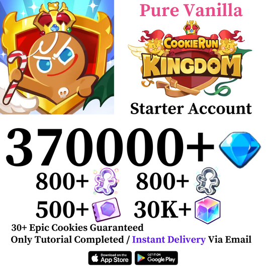 [Instant Delivery] [Pure Vanilla Server] Cookie Run: Kingdom 370000+ Gems Daily Login Starter Account