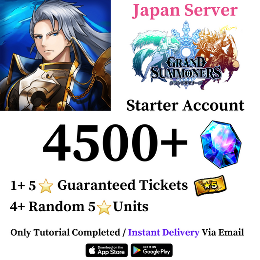 [Japan Server] 4500+ Crystals Grand Summoners Starter Reroll Fresh 