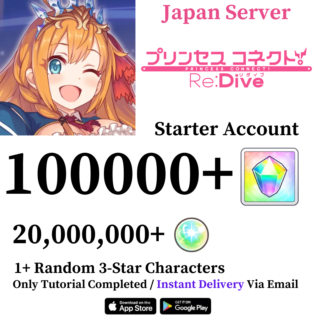 [Japan Server] 100000+ Gems Princess Connect Re:Dive Starter Reroll Account