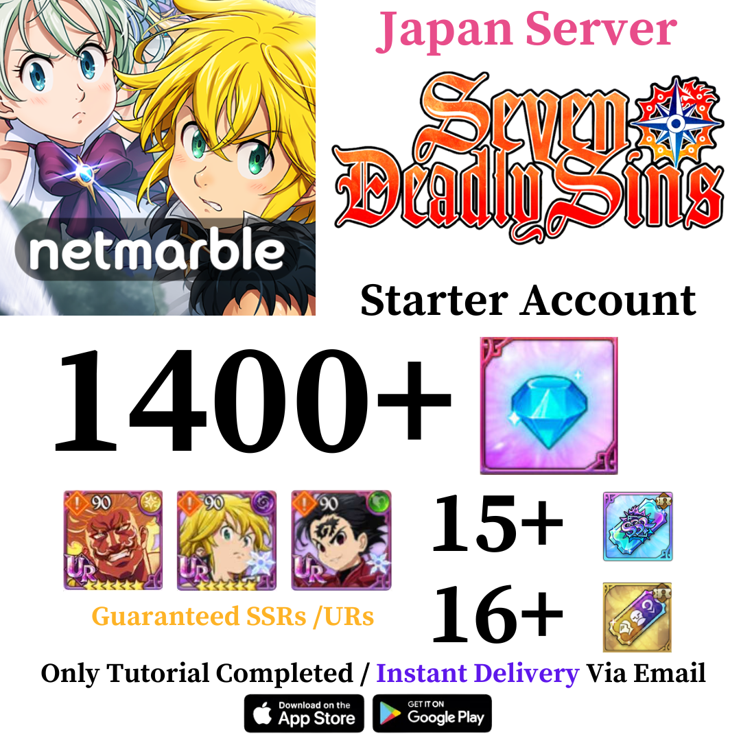 [Japan Server] The Seven Deadly Sins: Grand Cross 1300+ Diamonds Starter Reroll Account