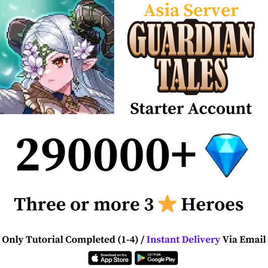 [Asia Server] 290000+ Diamonds Guardian Tales Starter Reroll Account