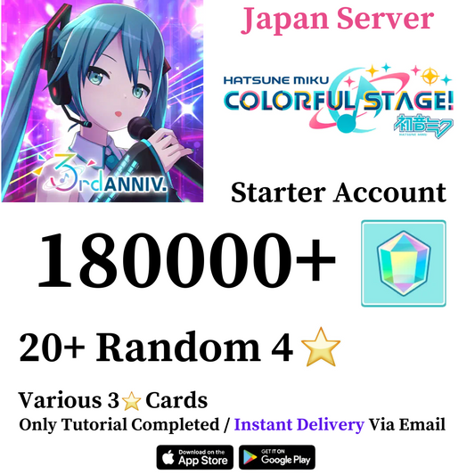 [Japan Server] 165000+ Gems 20+ 4*Project Sekai Colorful Stage ft. Hatsune Miku Starter Reroll Account